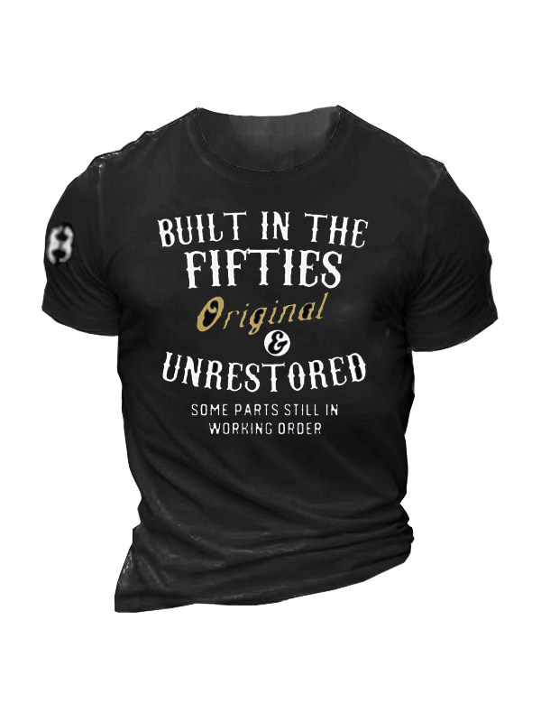 Built In The Fifties Print Men's Tactical Casual Short Sleeve Cotton T-Shirt