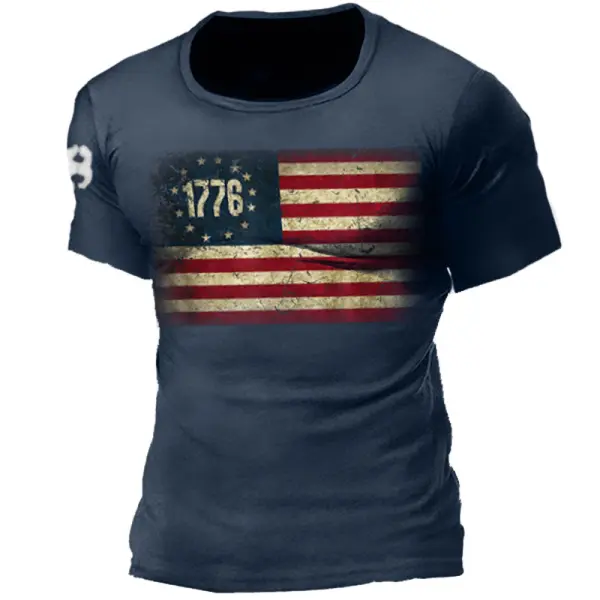 1776 American Flag Men's Tactical Casual Cotton T-Shirt - Kalesafe.com 