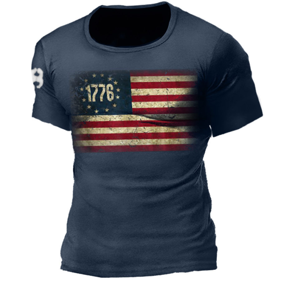 

1776 American Flag Men's Tactical Casual Cotton T-Shirt