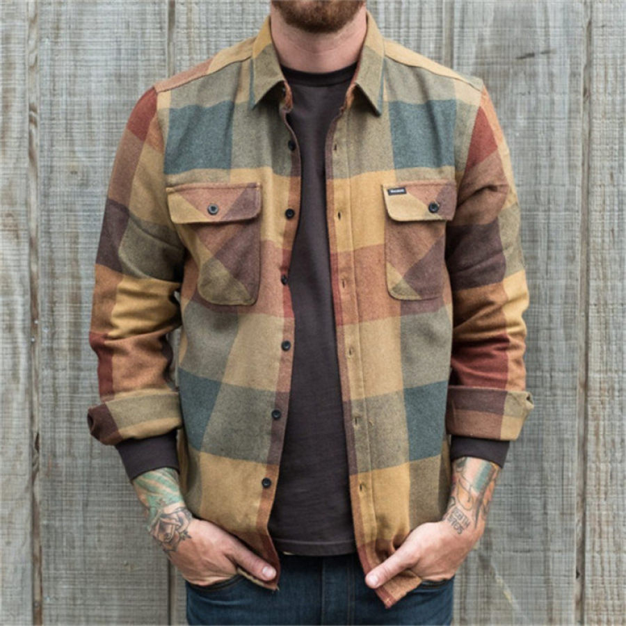 

Men's Retro Pocket Plaid Shirt