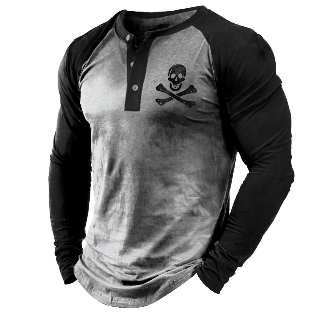 Men's Outdoor Stitching Long-sleeved Chic T-shirt