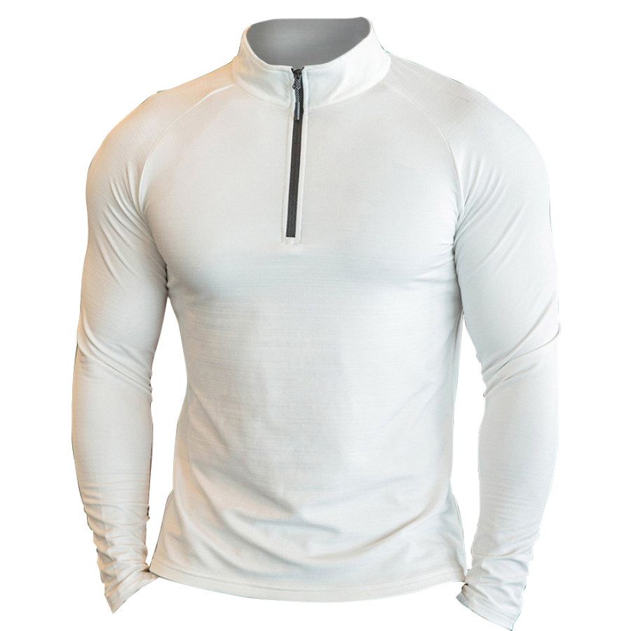 

Camiseta Deportiva De Manga Larga Con Cremallera Y Cuello Alto Para Hombre