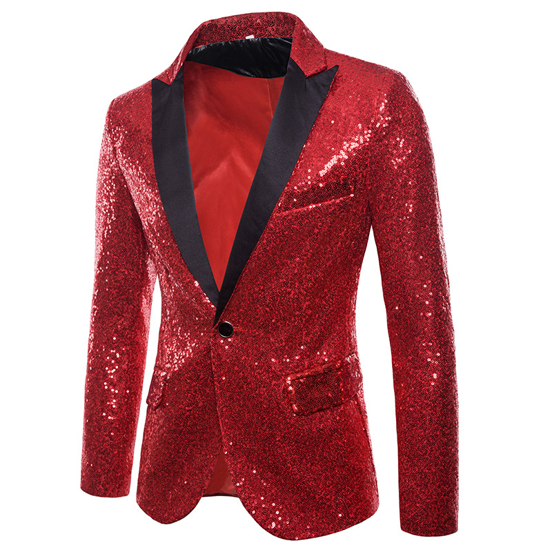 Shiny Sequins Nightclub Party Prom Blazer