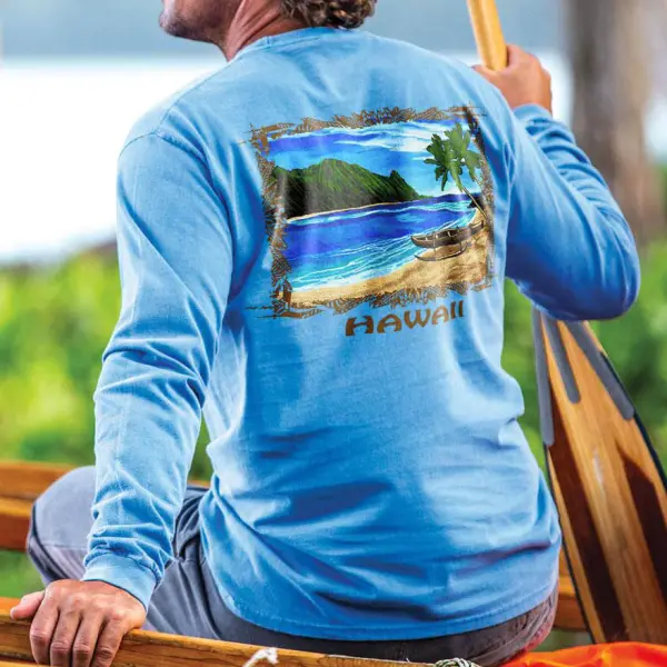 Beach Blue Hawaiian Classic Camiseta Con Cuello Redondo - Paleonice.com 