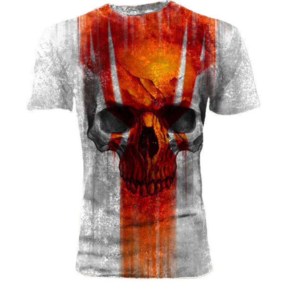 

Contrasting Round Neck Skull Mens Casual Print T-shirt