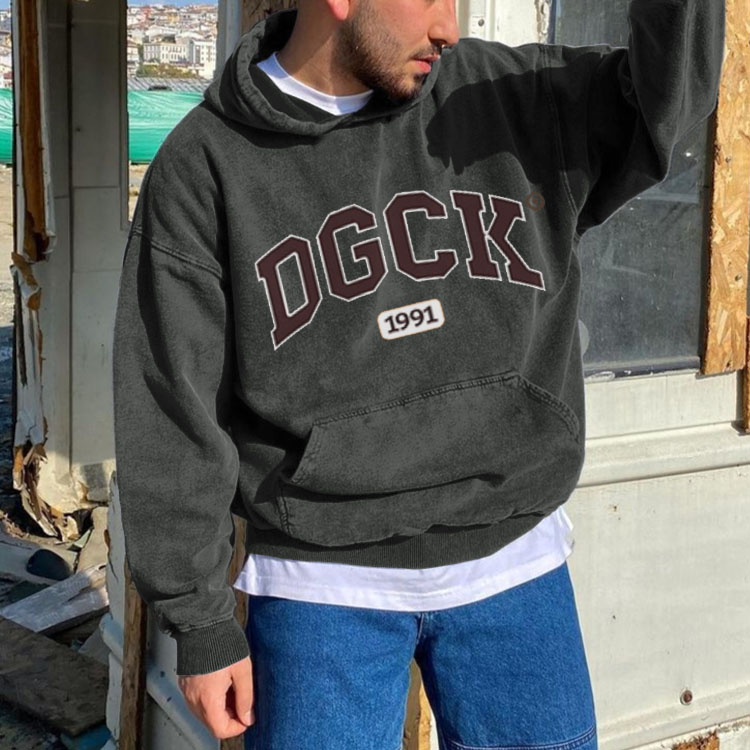 Unisex Vintage Letter Print Oversized Hoodie