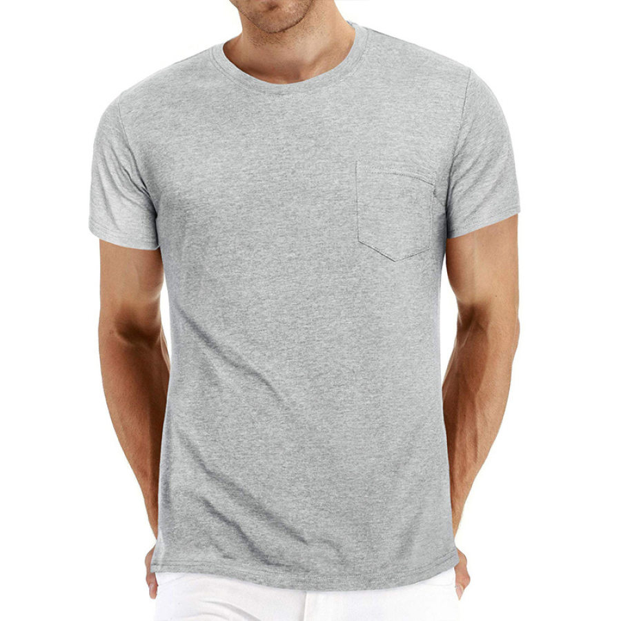 

Men's Solid Color Pocket Cotton T-Shirt
