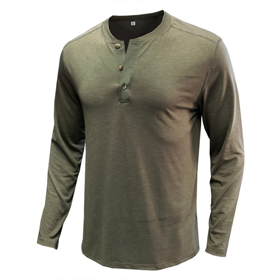 

Men's Henley Collar Solid Color Patchwork Solid Color T-Shirt