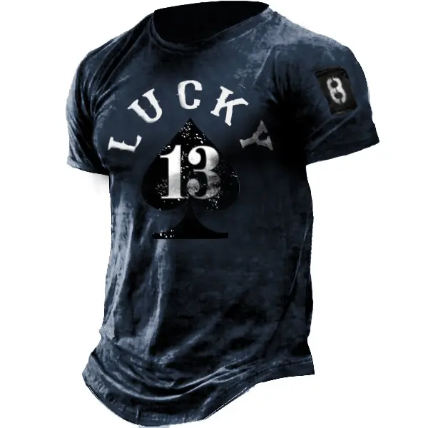 Lucky 13 Men's Vintage Print Cotton T-Shirt - Enocher.com 