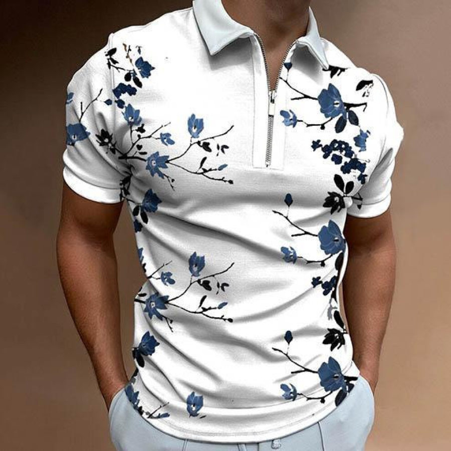 

Men's Floral Print Slim Fit Polo Shirt