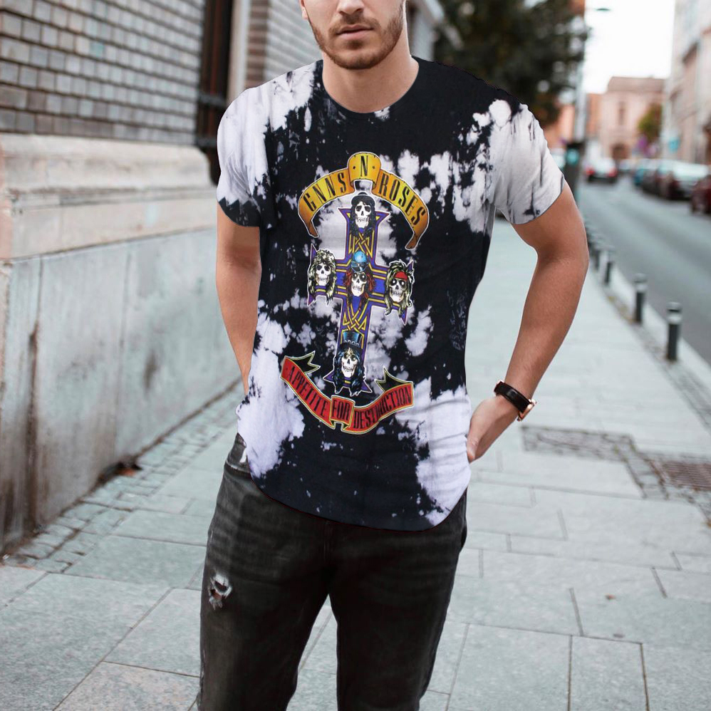 Mens Vintage Round Neck Printed Short sleeved T shirts