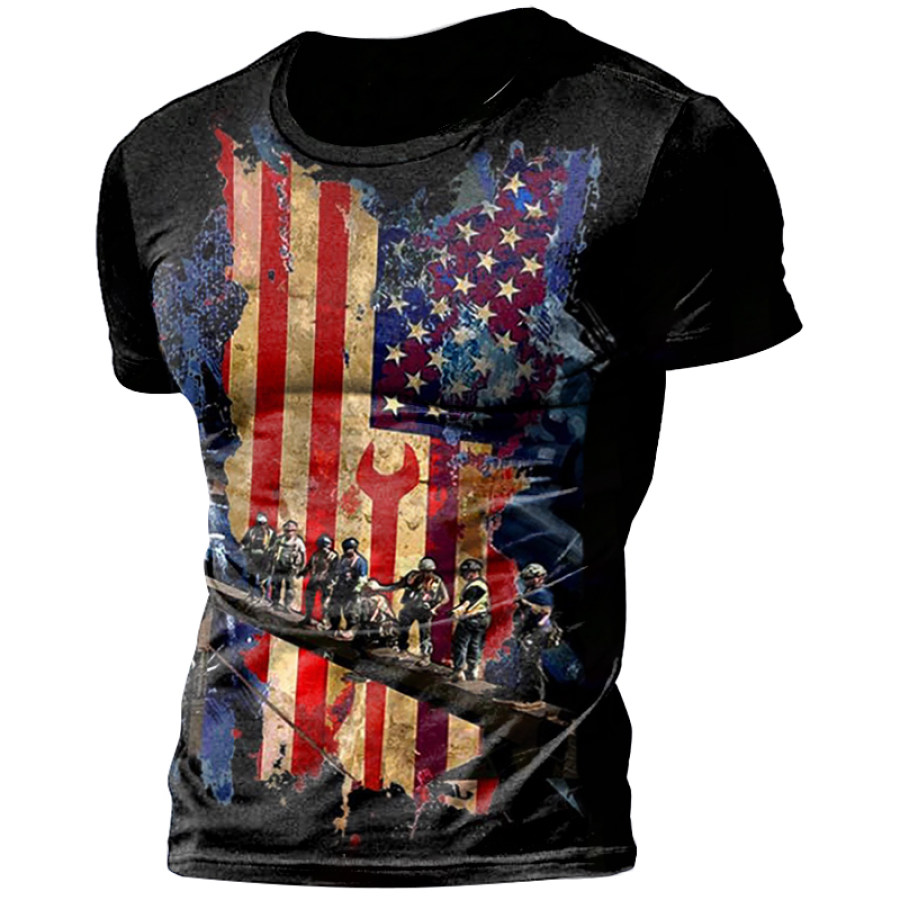 

Men's GI Independence Day Print Short Sleeve Crewneck T-Shirt