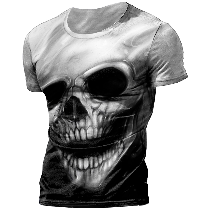 Men's Fashion Skull Print Chic Short Sleeve T-shirt