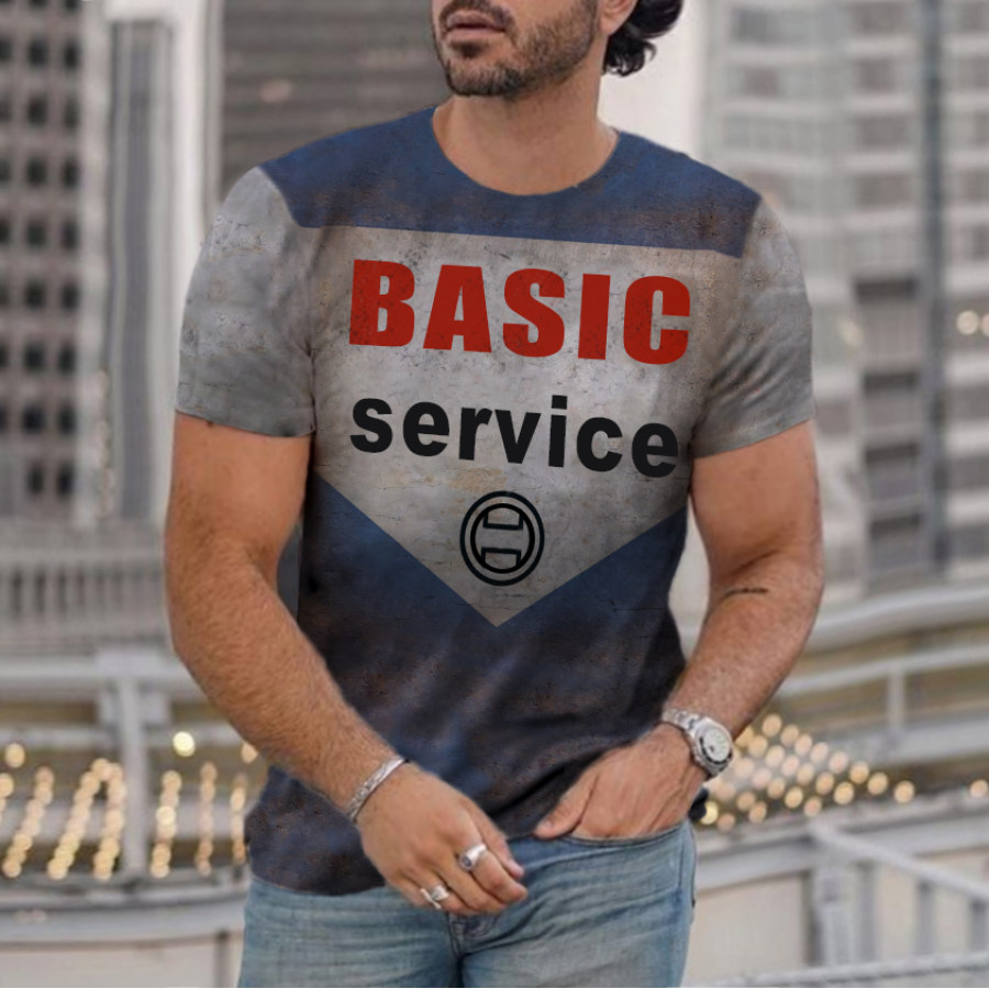 

Retro Print Short-sleeved T-shirt