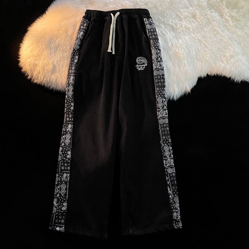 Vintage Cashew Patchwork Casual Wide Leg Pants