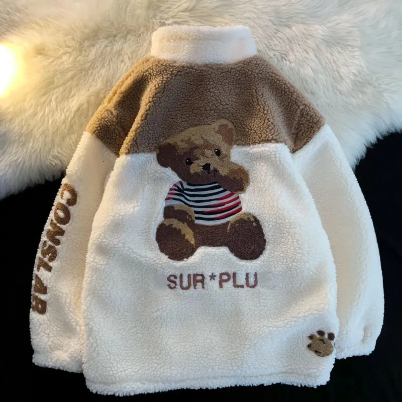 Unisex Cute Bear Plush Jacket