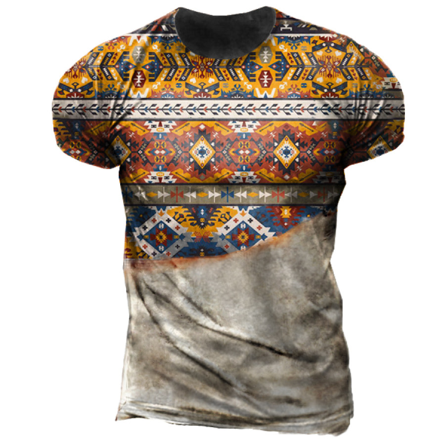 

Men's Outdoor Ethnic Print Tactical Short Sleeve T-Shirt