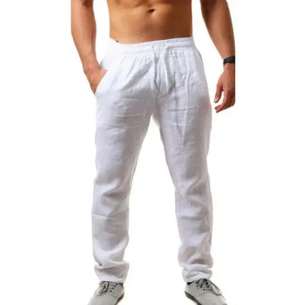 Men's Linen Pants Men's Hip-hop Breathable Cotton And Linen Trousers Trend Solid Color Casual Pants - Villagenice.com 