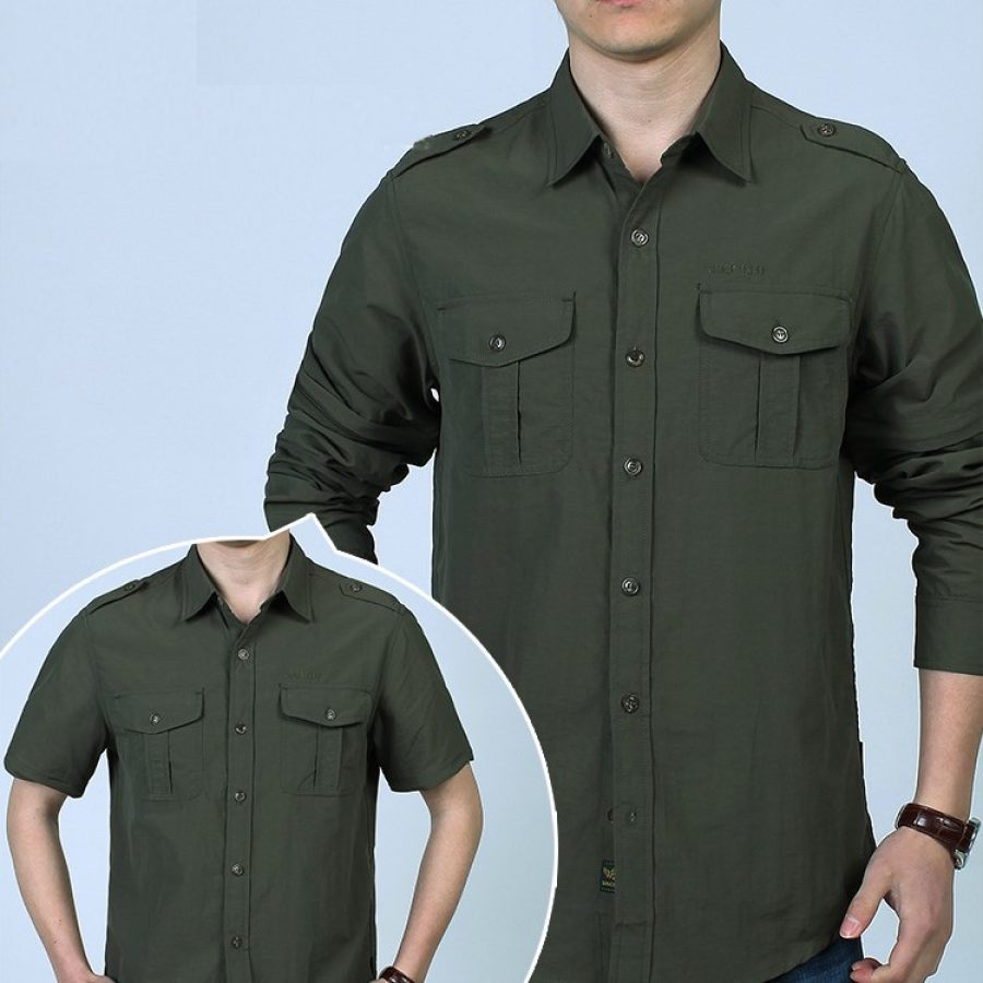 

Men's Quick Dry Large Pocket Sleeve Detachable Casual Sports Shirt