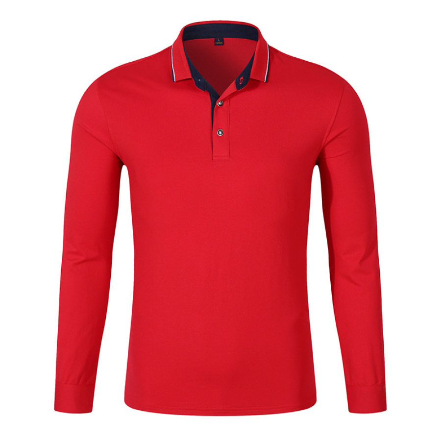 Men's Golf Turndown Collar Long Sleeves Polo Shirt