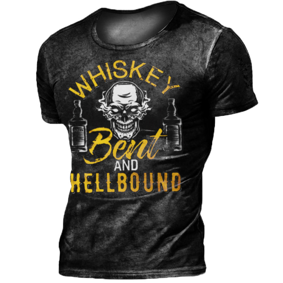 

Whiskey Bent And Hellbound Men's Casual Distressed Short Sleeve T-Shirt