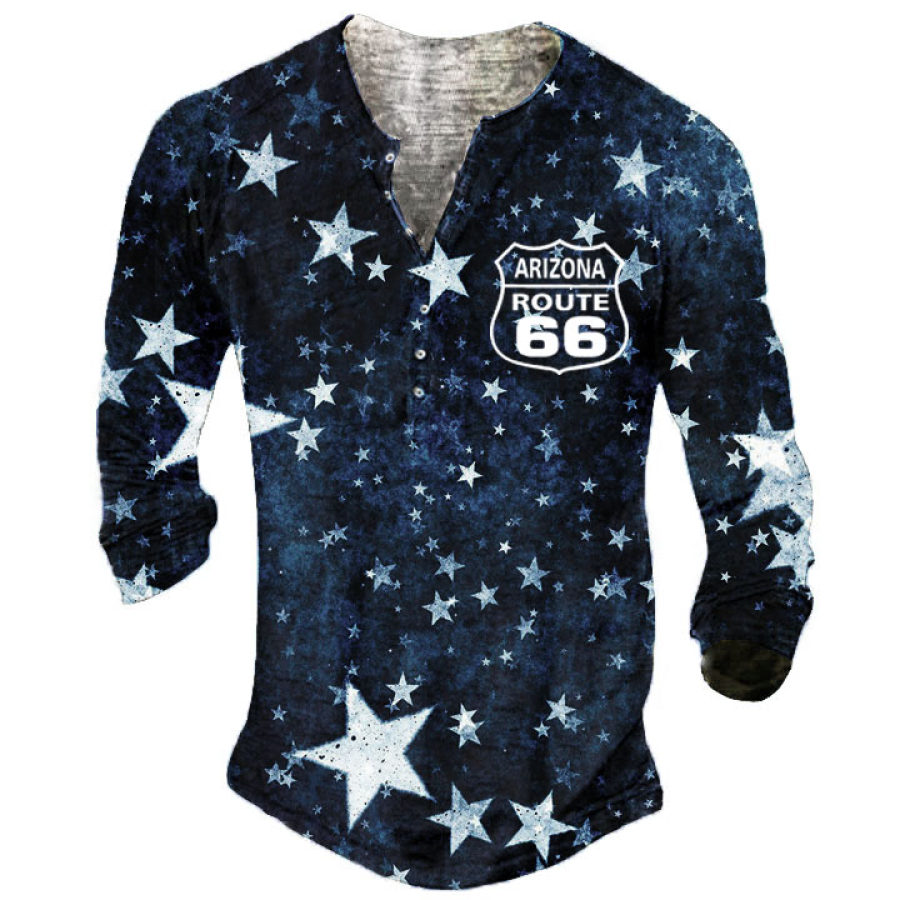 

Route 66 America Henley Men's Long Sleeves Shirt