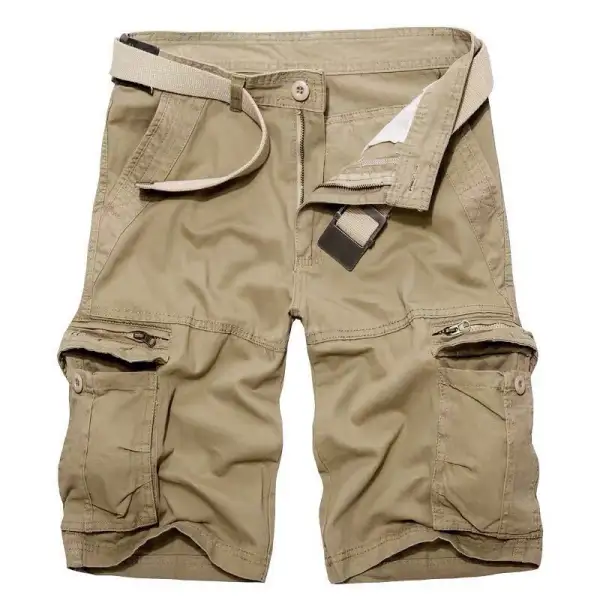Men's Zip Multi-pocket Cotton Cargo Shorts - Kalesafe.com 