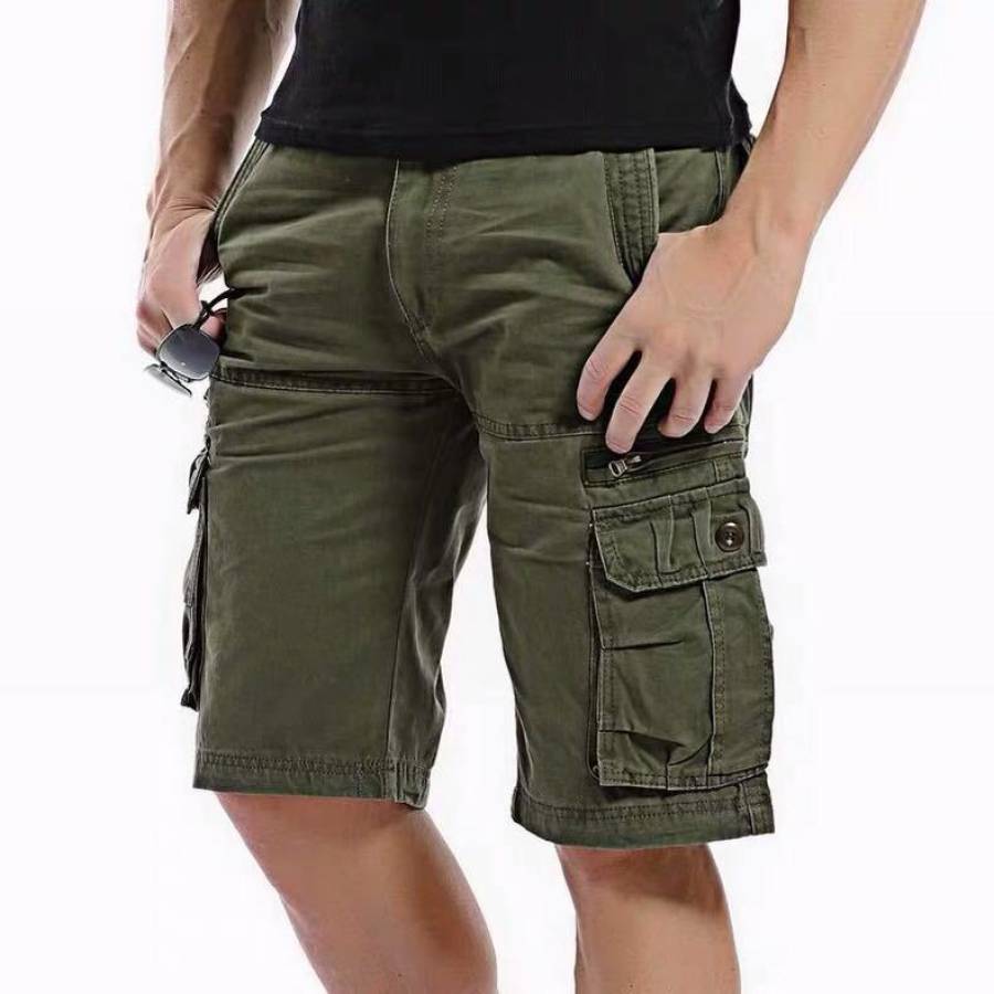 

Men's Zip Multi-pocket Cotton Cargo Shorts