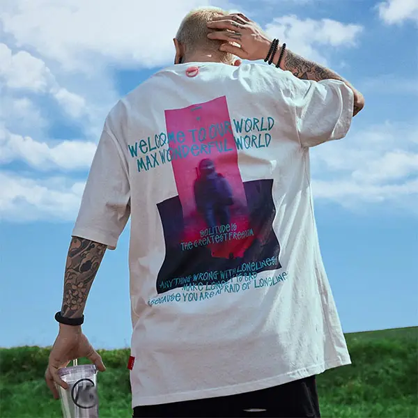 Men's Astronaut Print Oversized T-Shirt - Faciway.com 
