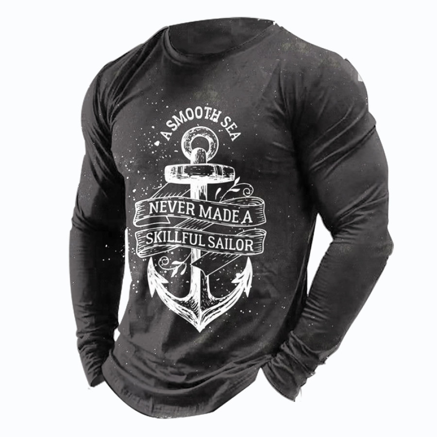 

Never Made A Skillful Sailor Anchor Print Short Sleeve T-shirt Men