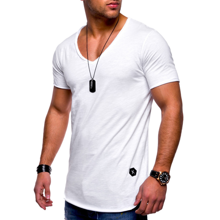 

Camiseta Masculina Athleisure Gola Careca Borda Crua Manga Curta