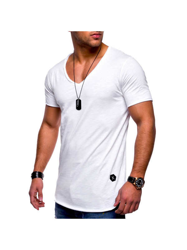 Men's Athleisure Crew Neck Raw Edge Short Sleeve T-Shirt Top
