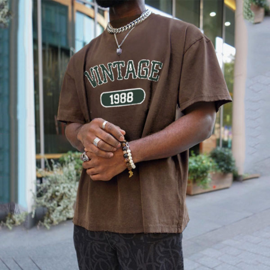

T-shirt Casual Da Uomo Con Stampa Vintage