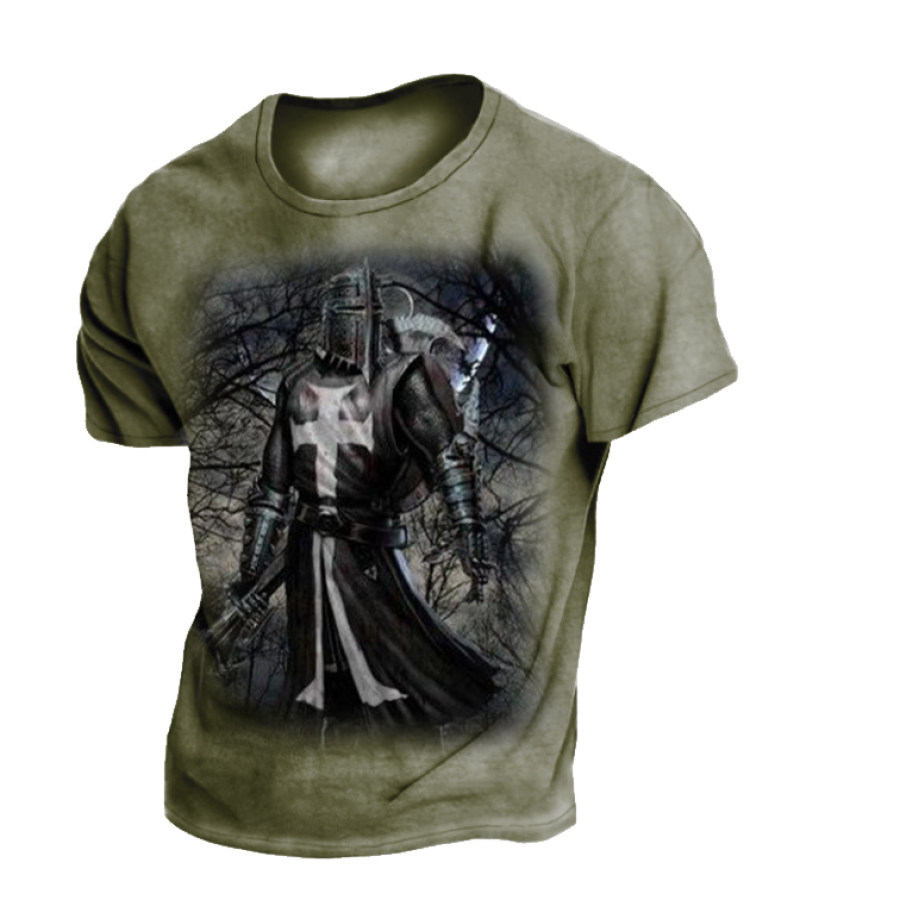 

Men's Templar Jesus Cross Vintage Print T-Shirt
