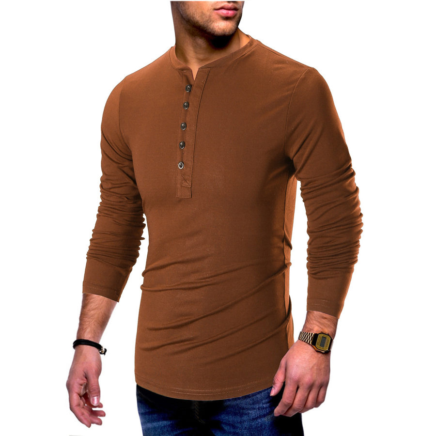 

Men's Buttoned Half Open Breathable T-Shirt