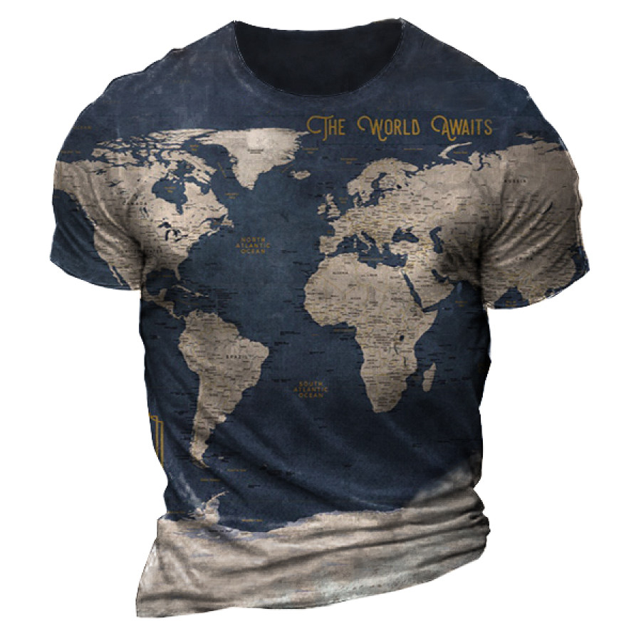 

Men's Outdoor Tactical Retro World Map Tactical T-Shirt