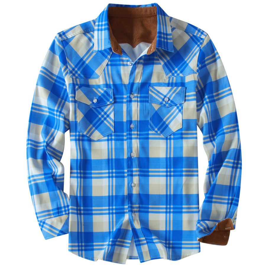

Men's Casual England Check Print Long Sleeve Shirt
