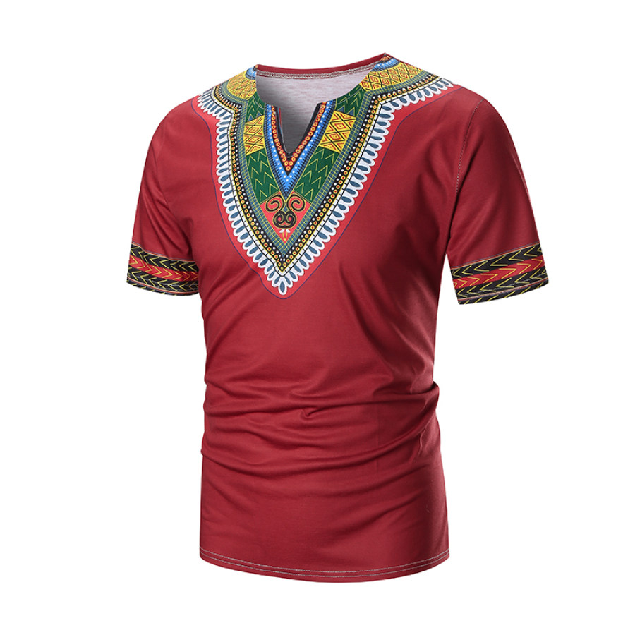 

Men's Ethnic V-Neck Panel T-Shirt