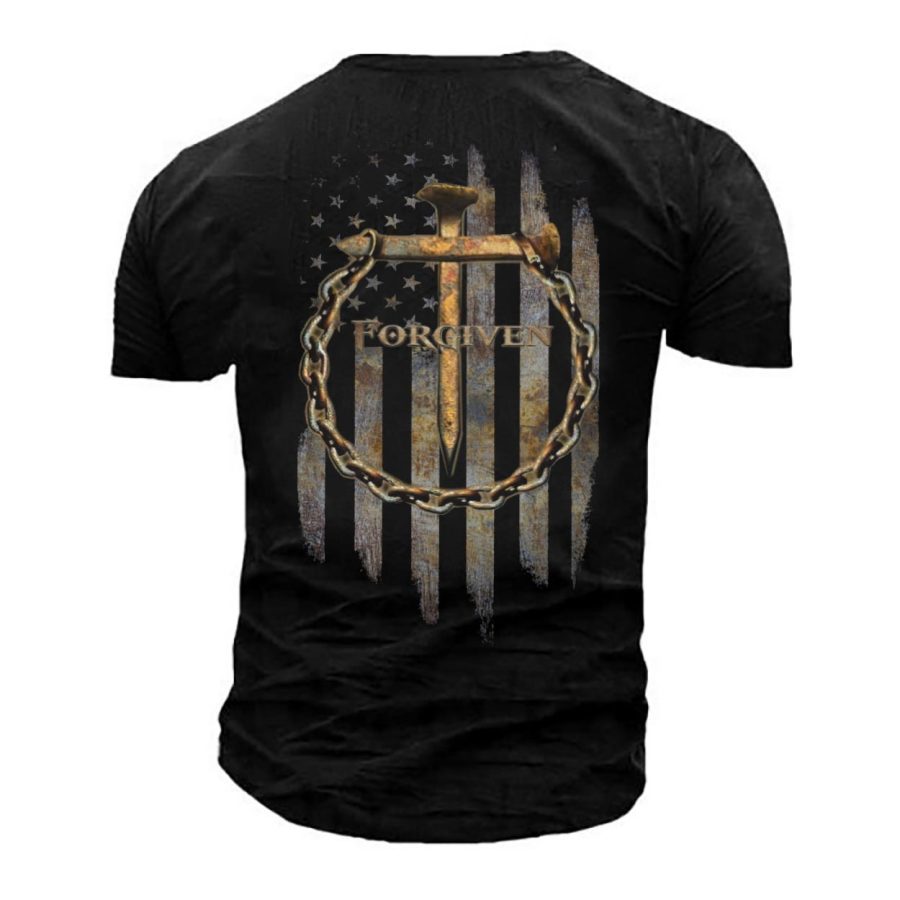 

Men's Outdoor Jesus Forgiven Flag Cotton T-Shirt