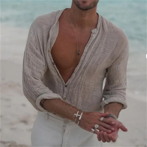 Men's Resort Linen Shirt - Fineyoyo.com 