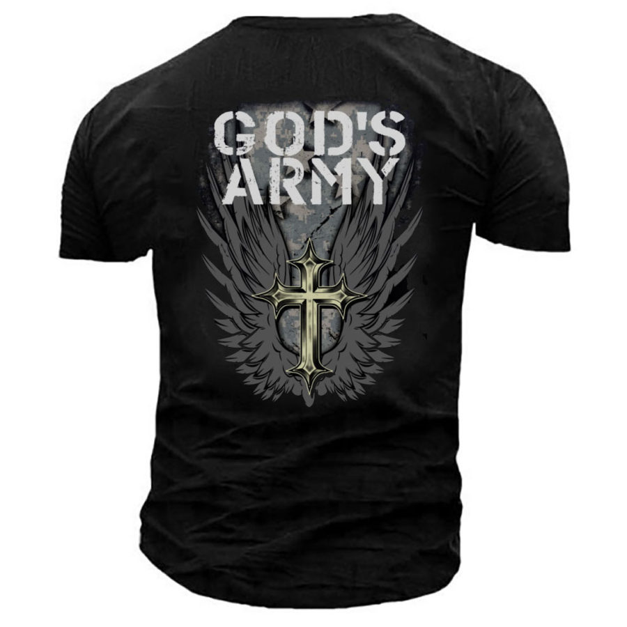 

Men's God's Army Cross Printed Cotton T-Shirt