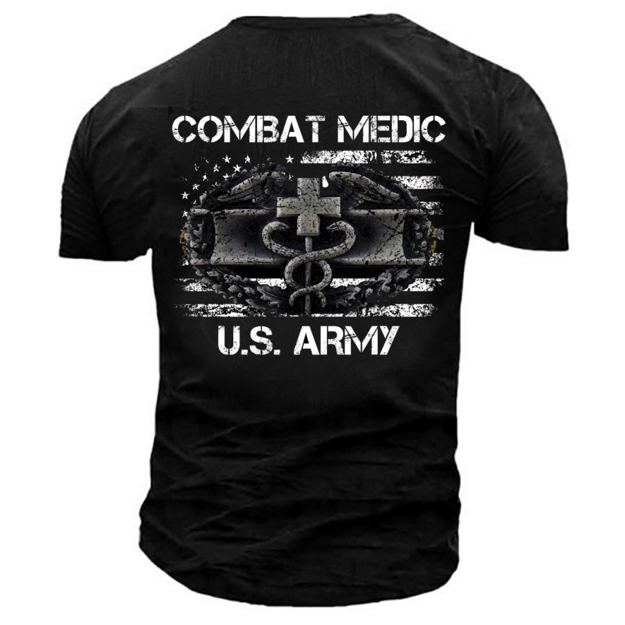 

Men's Combat Medic Us Army Print Cotton T-Shirt