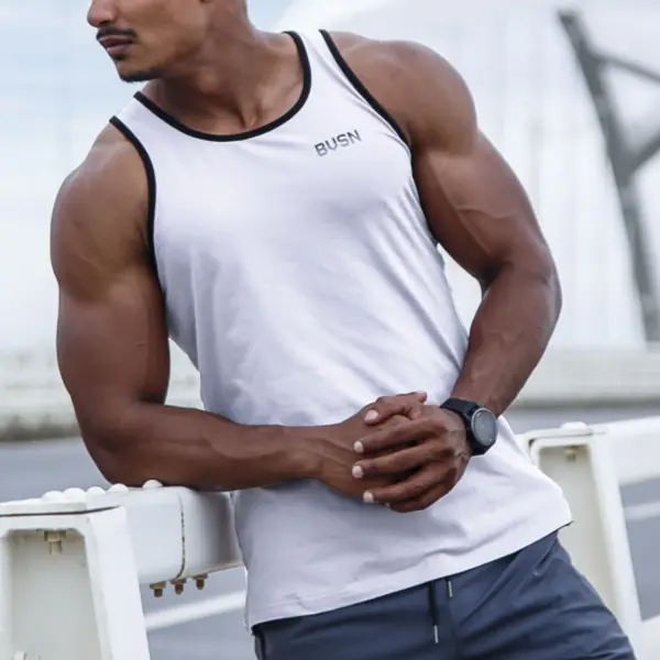 Camiseta Sin Mangas Casual Estampada De Moda Para Hombre - Faciway.com 