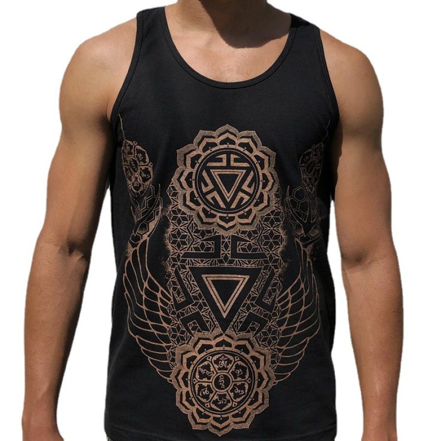 

Men's Heavy Metal Printed Cotton Sports Vest