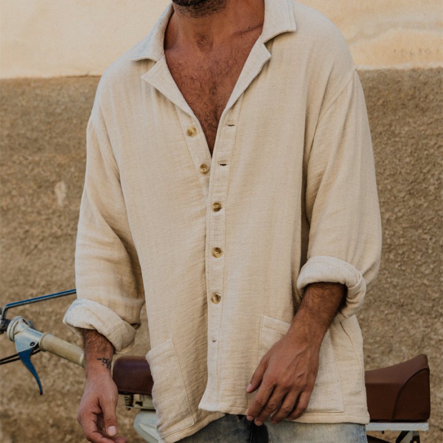 

Vintage Linen V-Neck Overshirt