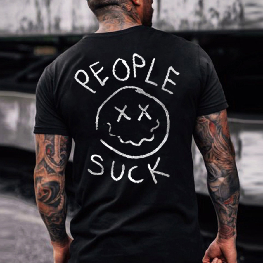 People Suck Letter Print Casual Shirt