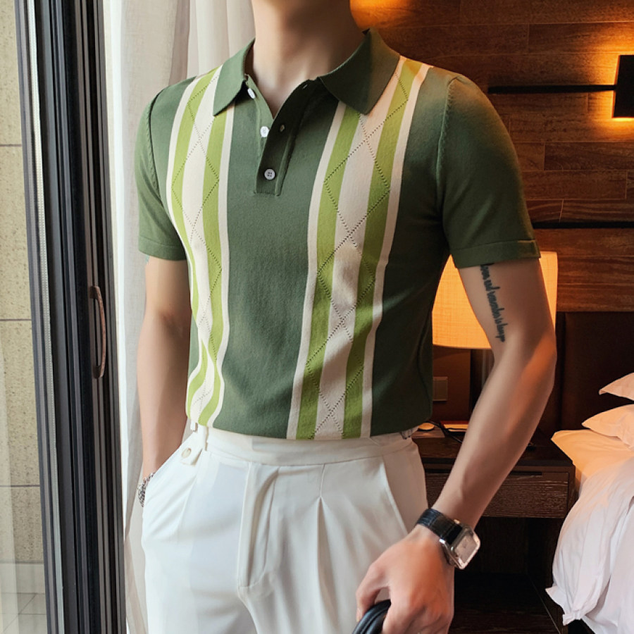 

British Summer Men's Casual Knit Polo Shirt