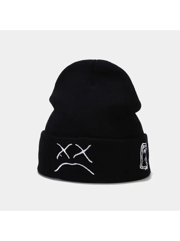 Sad Boy Face Hip Hop Knitted Beanies Hat For Winter - Viewbena.com 