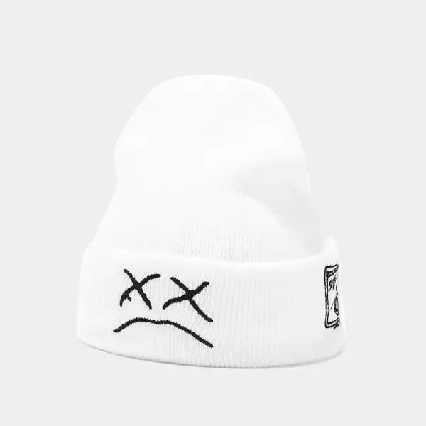 Sad Boy Face Hip Hop Knitted Beanies Hat For Winter - Kalesafe.com 