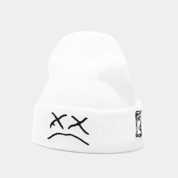Sad Boy Face Hip Hop Knitted Beanies Hat For Winter - Chrisitina.com 